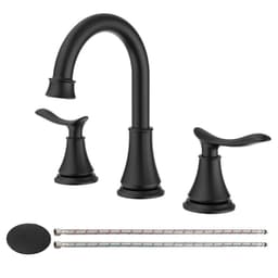 image-2-Handle 8 inch Widespread Bathroom Sink Faucet Matt Black Lavatory Faucet 3 Hole 360° Swivel Spout Vanity Sink Basin Faucets 3007B-MB
