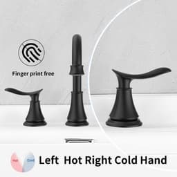 image-2-Handle 8 inch Widespread Bathroom Sink Faucet Matt Black Lavatory Faucet 3 Hole 360° Swivel Spout Vanity Sink Basin Faucets 3007B-MB