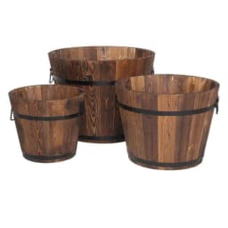image-Outdoor Reinforced And Anticorrosive Wooden Pot Set Of Three
