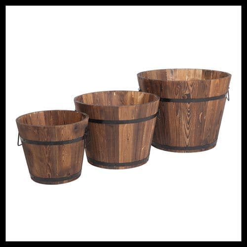 image-Outdoor Reinforced And Anticorrosive Wooden Pot Set Of Three