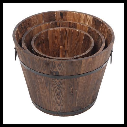 image-Outdoor Reinforced And Anticorrosive Wooden Pot Set Of Three
