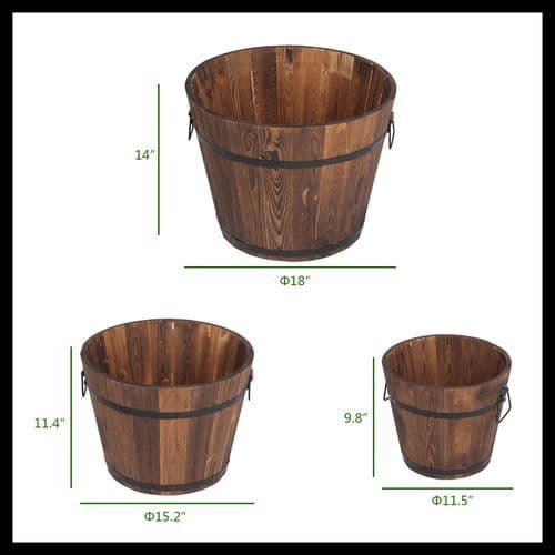 image-Outdoor Reinforced And Anticorrosive Wooden Pot Set Of Three