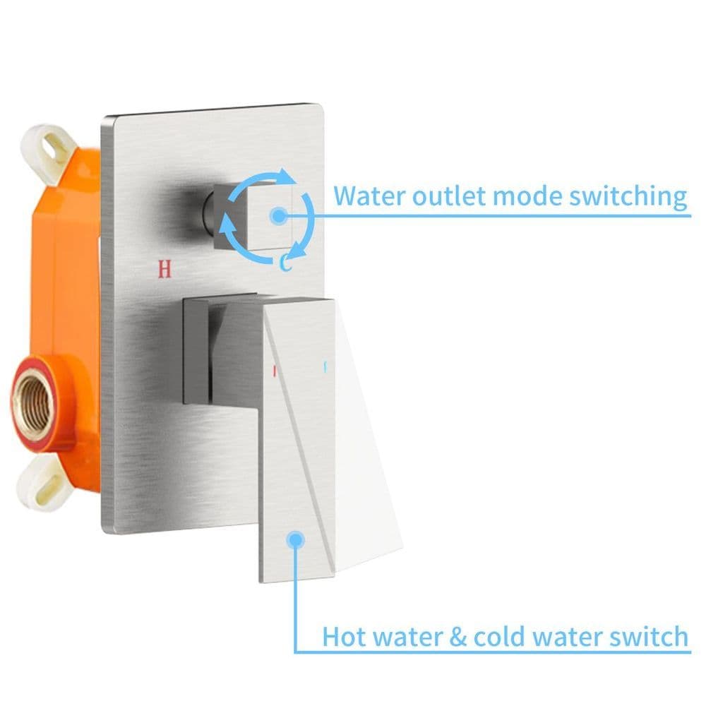 image-Shower System Shower Faucet Combo Set Wall Mounted with 12" Rainfall Shower Head and handheld shower faucet, Brushed Nickel Finish with