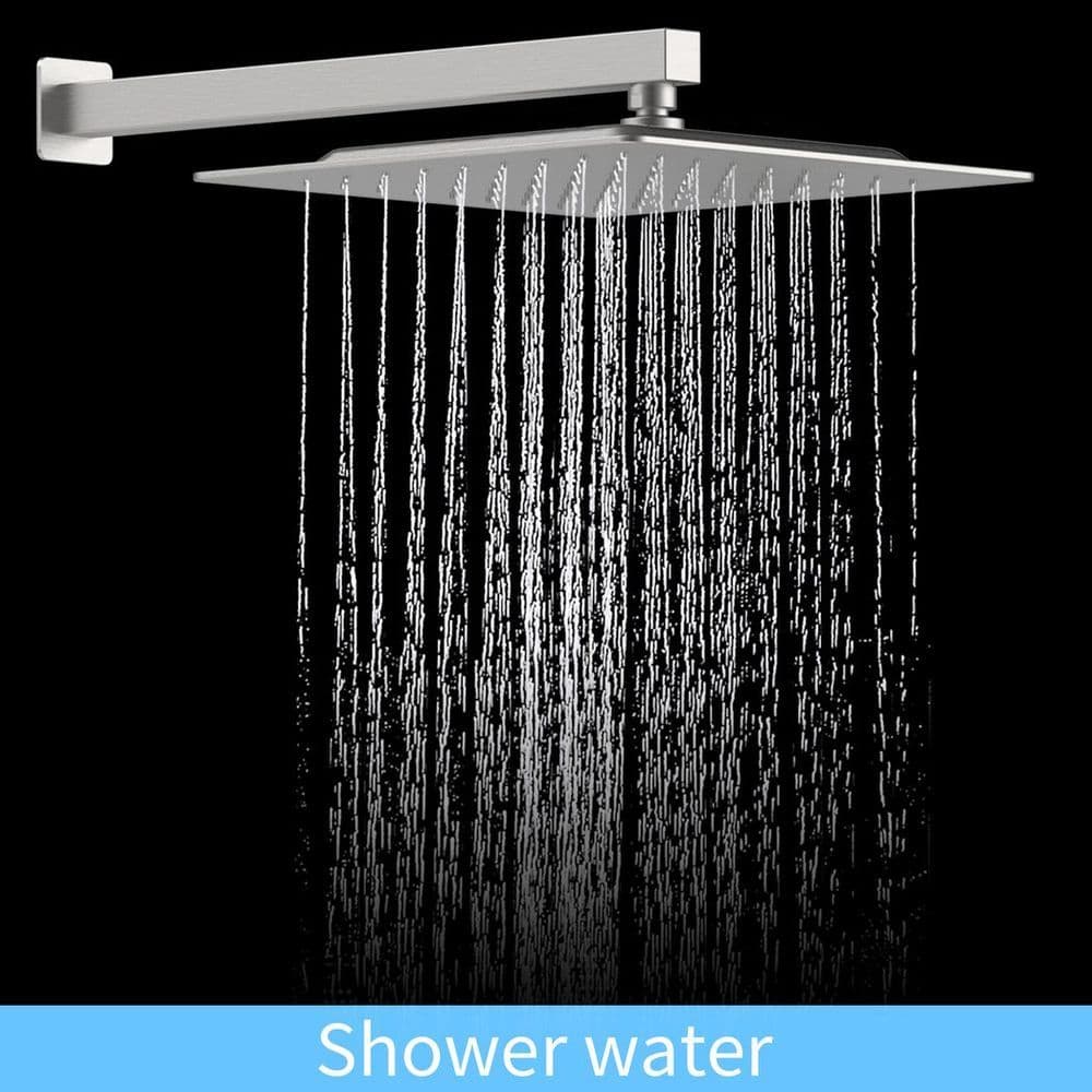 image-Shower System Shower Faucet Combo Set Wall Mounted with 12" Rainfall Shower Head and handheld shower faucet, Brushed Nickel Finish with