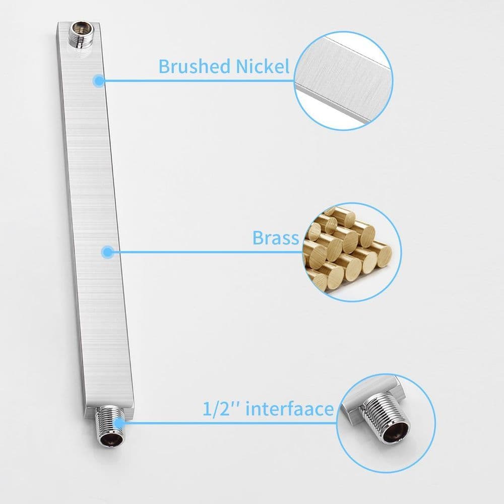 image-Shower System Shower Faucet Combo Set Wall Mounted with 12" Rainfall Shower Head and handheld shower faucet, Brushed Nickel Finish with