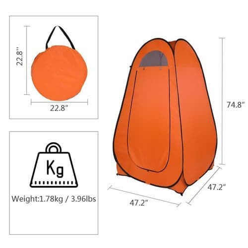 image-1-2 Person Portable Pop Up Toilet Shower Tent Changing Room Dressing Tent Camping Shelter Orange