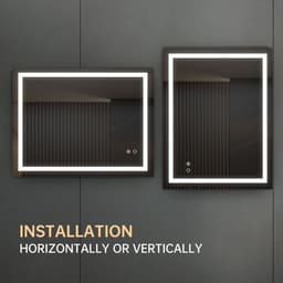 image-36“*28” LED Lighted Bathroom Wall Mounted Mirror with High Lumen+Anti-Fog Separately Control+Dimmer Function