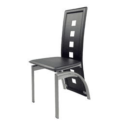 image-4pcs long backrest square hollow decoration PU leather dining chair round tube black cushion electroplating chair leg N201(Replace encoding13029118)