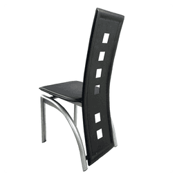 image-4pcs long backrest square hollow decoration PU leather dining chair round tube black cushion electroplating chair leg N201(Replace encoding13029118)
