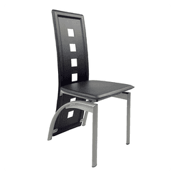 image-4pcs long backrest square hollow decoration PU leather dining chair round tube black cushion electroplating chair leg N201(Replace encoding13029118)