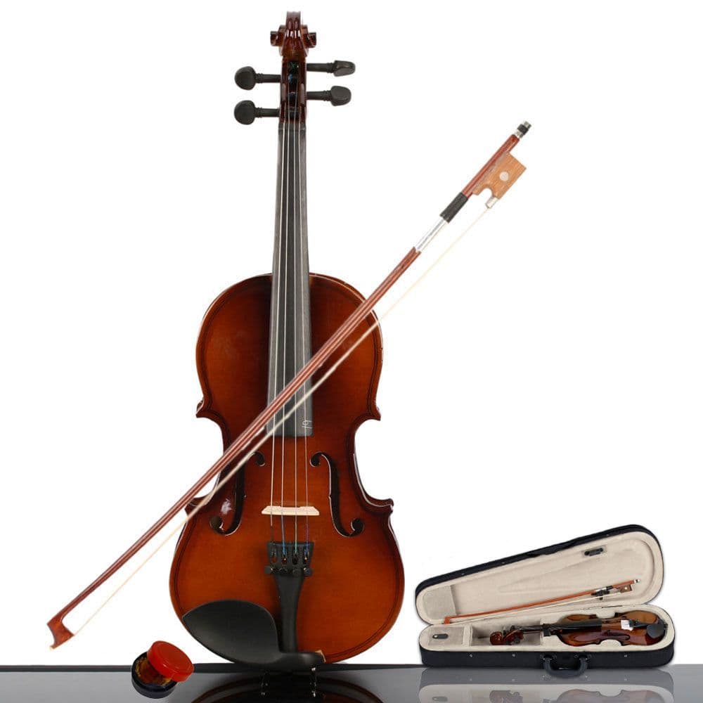 image-New 1/4 Acoustic Violin Case Bow Rosin Natural
