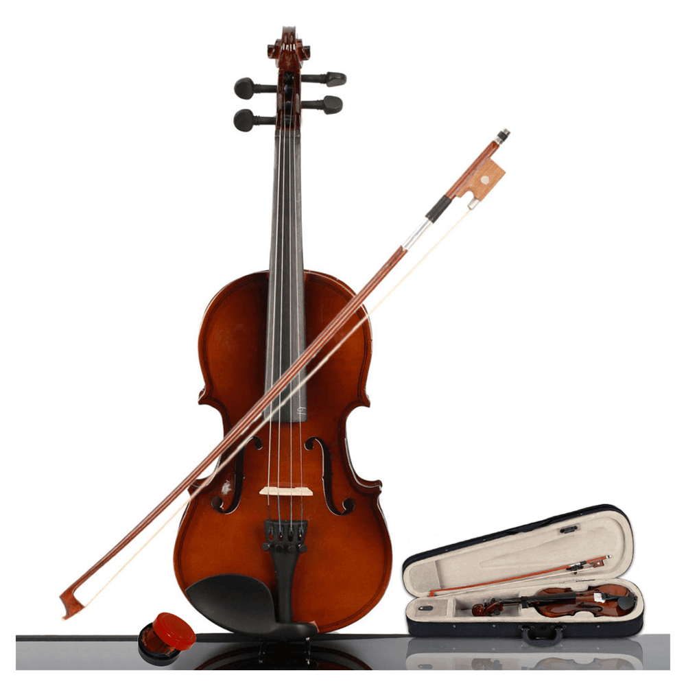 image-New 1/4 Acoustic Violin Case Bow Rosin Natural