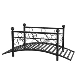 image-102*51*43cm Garden With Round Iron Ball Flat Top Handrail Garden Iron Bridge Black