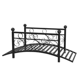 image-102*51*43cm Garden With Round Iron Ball Flat Top Handrail Garden Iron Bridge Black