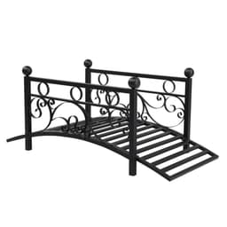 image-102*51*43cm Garden With Round Iron Ball Flat Top Handrail Garden Iron Bridge Black