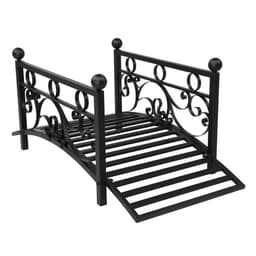 image-102*51*43cm Garden With Round Iron Ball Flat Top Handrail Garden Iron Bridge Black