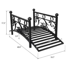 image-102*51*43cm Garden With Round Iron Ball Flat Top Handrail Garden Iron Bridge Black