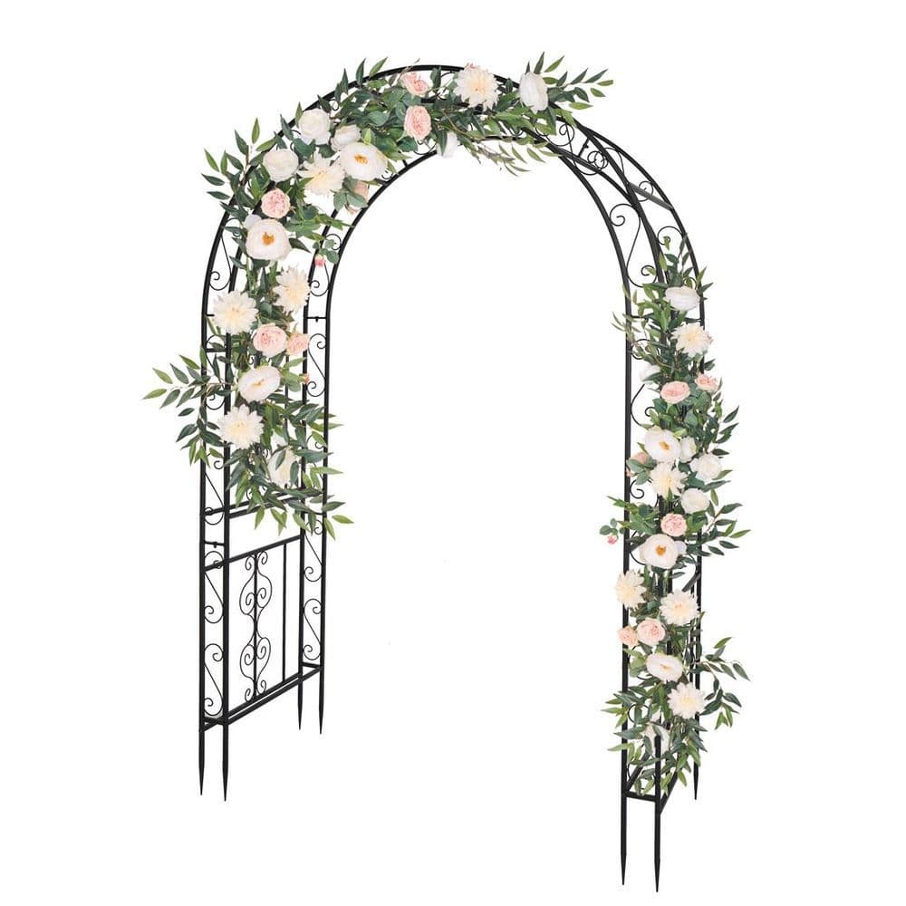 image-134*59*213cm Double Layer Iron Art Arc Top Iron Arch Black