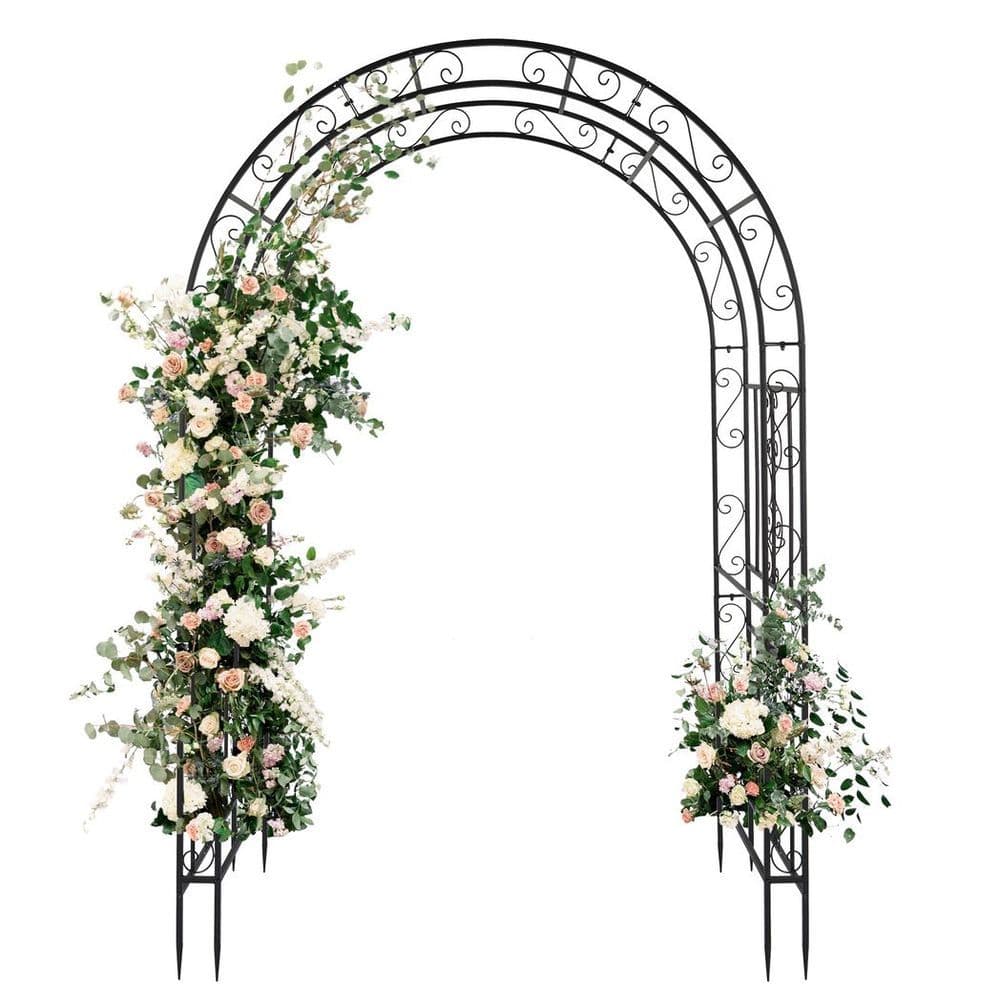 image-134*59*213cm Double Layer Iron Art Arc Top Iron Arch Black