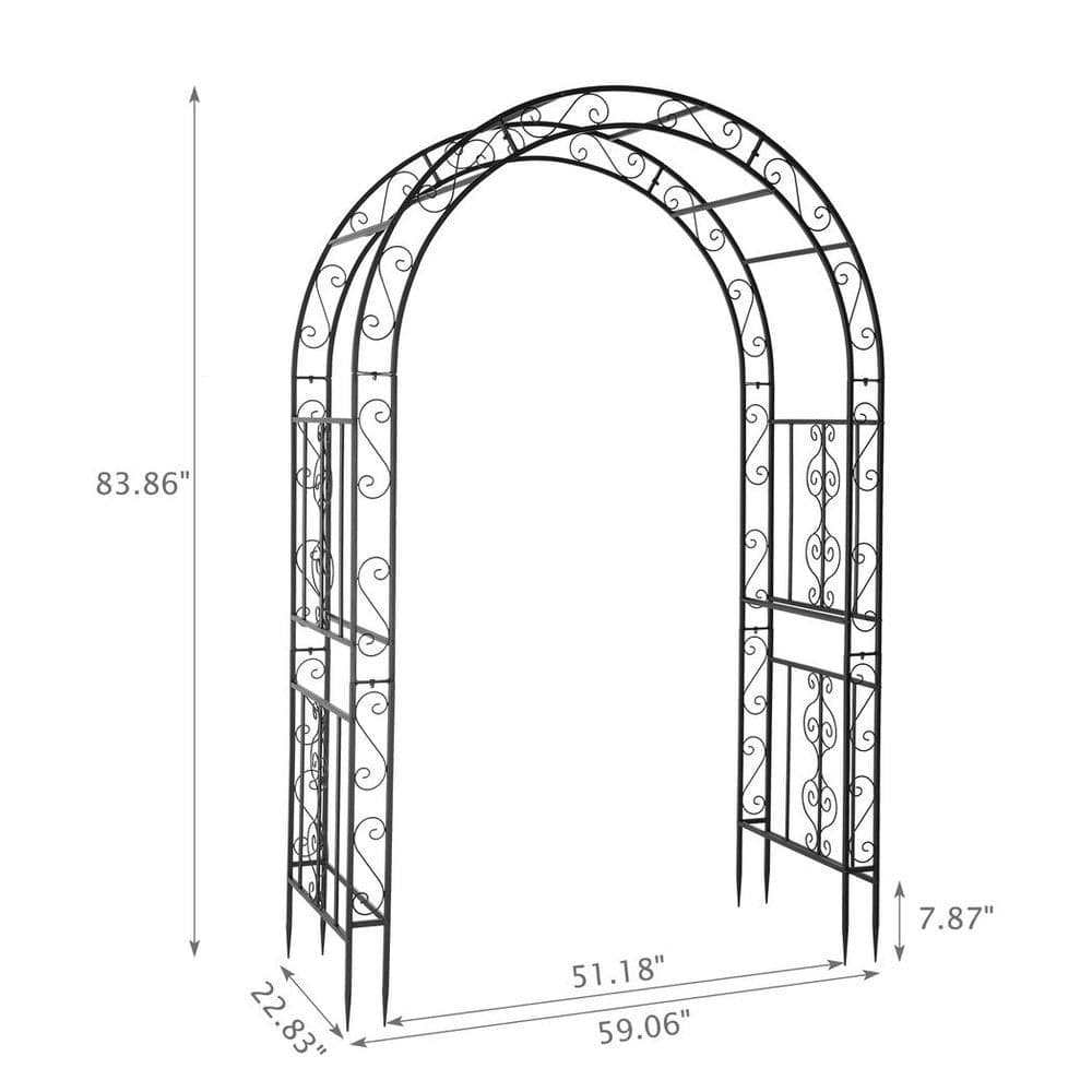 image-134*59*213cm Double Layer Iron Art Arc Top Iron Arch Black
