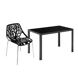 image-4pcs Bird's Nest Style Lounge Chair Black