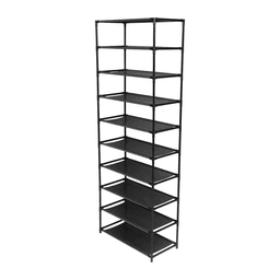 image-10 Tier Stackable Shoe Rack Storage Shelves - Stainless Steel Frame Holds 50 Pairs Of Shoes