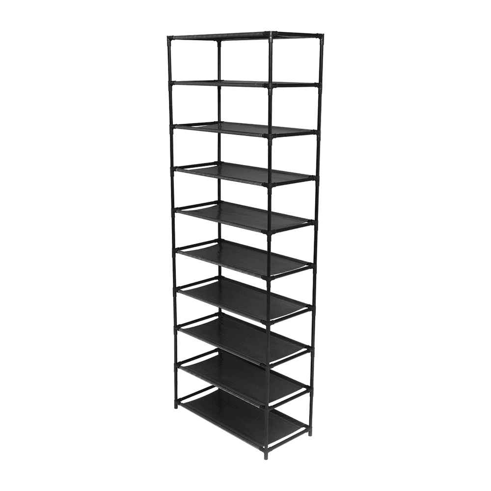 image-10 Tier Stackable Shoe Rack Storage Shelves - Stainless Steel Frame Holds 50 Pairs Of Shoes
