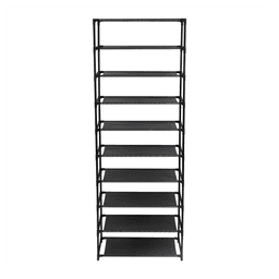 image-10 Tier Stackable Shoe Rack Storage Shelves - Stainless Steel Frame Holds 50 Pairs Of Shoes