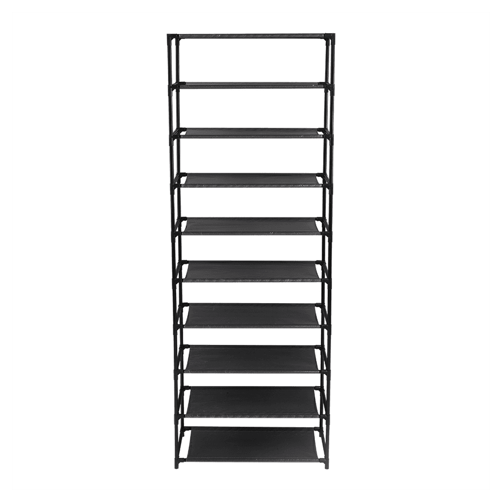 image-10 Tier Stackable Shoe Rack Storage Shelves - Stainless Steel Frame Holds 50 Pairs Of Shoes