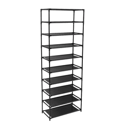 image-10 Tier Stackable Shoe Rack Storage Shelves - Stainless Steel Frame Holds 50 Pairs Of Shoes