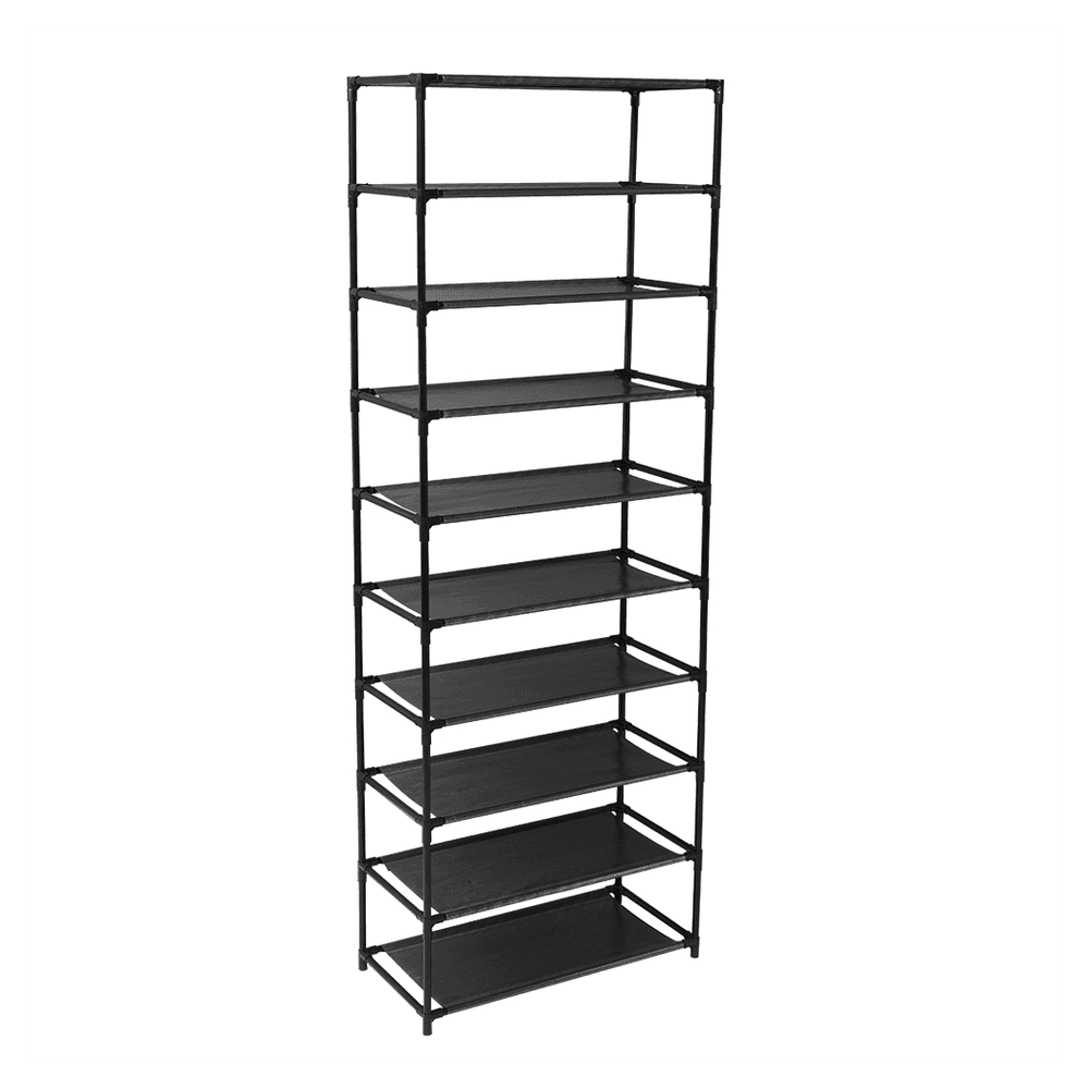 image-10 Tier Stackable Shoe Rack Storage Shelves - Stainless Steel Frame Holds 50 Pairs Of Shoes