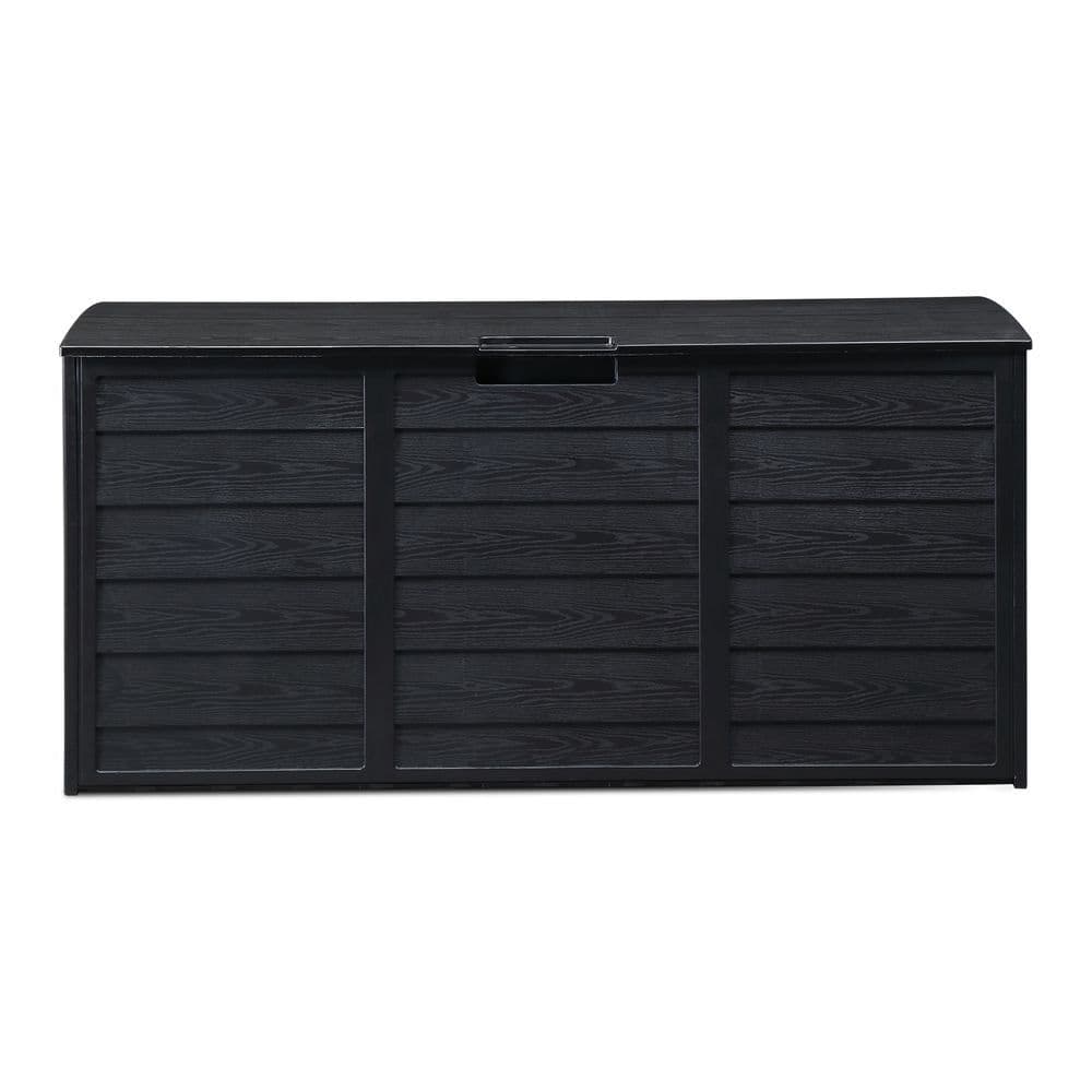 image-75gal 280L Outdoor Garden Plastic Storage Deck Box Chest Tools Cushions Toys Lockable Seat BLACK