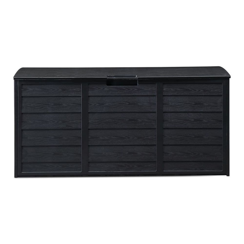 image-75gal 280L Outdoor Garden Plastic Storage Deck Box Chest Tools Cushions Toys Lockable Seat BLACK