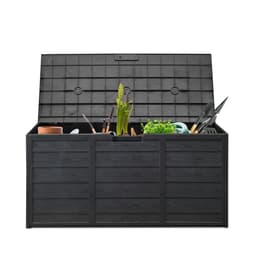 image-75gal 280L Outdoor Garden Plastic Storage Deck Box Chest Tools Cushions Toys Lockable Seat BLACK