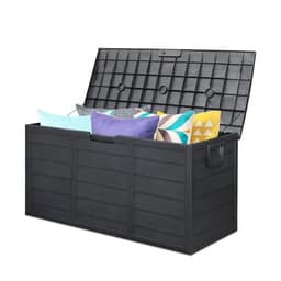 image-75gal 280L Outdoor Garden Plastic Storage Deck Box Chest Tools Cushions Toys Lockable Seat BLACK