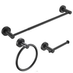 image-Bathroom Hardware Set, Thicken Space Aluminum 3 PCS Towel bar Set- Matte Black 16-27 Inches Adjustable Bathroom Accessories Set