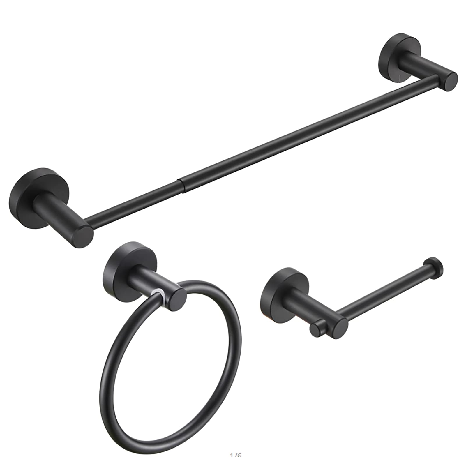 image-Bathroom Hardware Set, Thicken Space Aluminum 3 PCS Towel bar Set- Matte Black 16-27 Inches Adjustable Bathroom Accessories Set
