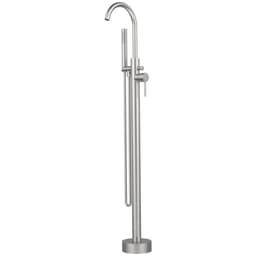 image-Freestanding Bathtub Faucet Tub Floor Mount Bathroom Faucets Brass Single Handle with Hand Shower High Flow Rate Max 6 GPM