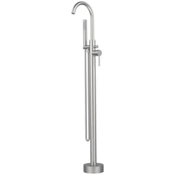 image-Freestanding Bathtub Faucet Tub Floor Mount Bathroom Faucets Brass Single Handle with Hand Shower High Flow Rate Max 6 GPM