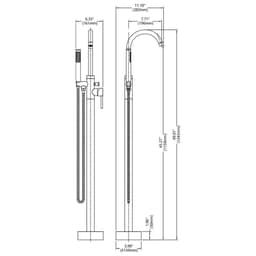 image-Freestanding Bathtub Faucet Tub Floor Mount Bathroom Faucets Brass Single Handle with Hand Shower High Flow Rate Max 6 GPM