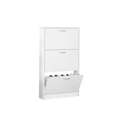 image-Shoe Cabinet for Entryway, White Narrow Shoe Storage Cabinet Flip Down Shoe Rack Wood 3 Tier Shoe Organizer for Home and Apartment