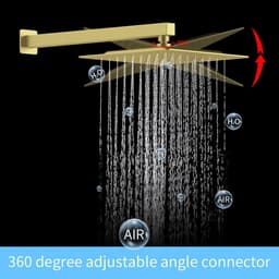 image-Shower System Shower Faucet Combo Set Wall Mounted with 10" Rainfall Shower Head and handheld shower faucet, Brushed Gold Finish with Brass Valve Rough-In