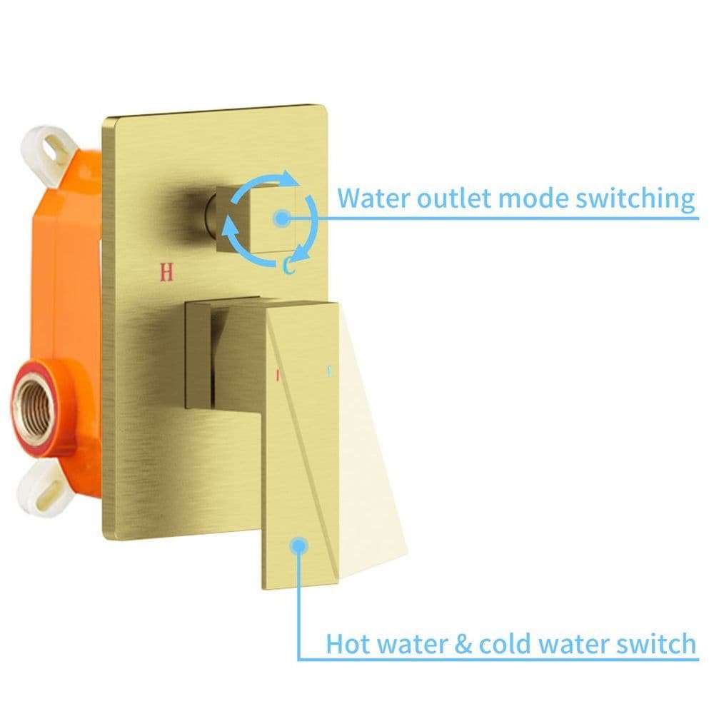 image-Shower System Shower Faucet Combo Set Wall Mounted with 10" Rainfall Shower Head and handheld shower faucet, Brushed Gold Finish with Brass Valve Rough-In