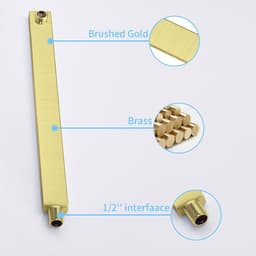image-Shower System Shower Faucet Combo Set Wall Mounted with 10" Rainfall Shower Head and handheld shower faucet, Brushed Gold Finish with Brass Valve Rough-In