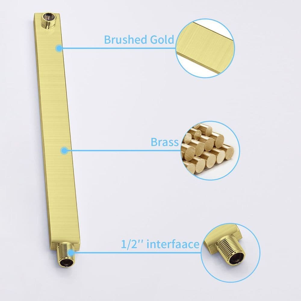 image-Shower System Shower Faucet Combo Set Wall Mounted with 10" Rainfall Shower Head and handheld shower faucet, Brushed Gold Finish with Brass Valve Rough-In
