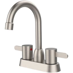 image-2 Handles Bathroom Sink Faucet, Brushed Nickel Centerset RV Bathroom Faucets for 3 Hole