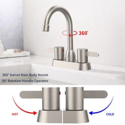 image-2 Handles Bathroom Sink Faucet, Brushed Nickel Centerset RV Bathroom Faucets for 3 Hole