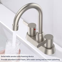 image-2 Handles Bathroom Sink Faucet, Brushed Nickel Centerset RV Bathroom Faucets for 3 Hole