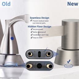 image-2 Handles Bathroom Sink Faucet, Brushed Nickel Centerset RV Bathroom Faucets for 3 Hole