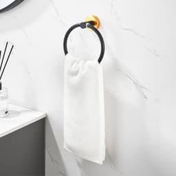 image-Bathroom Hardware Set, Thicken Space Aluminum 6 PCS Towel bar Set- Black Gold 24 Inches Wall Mounted